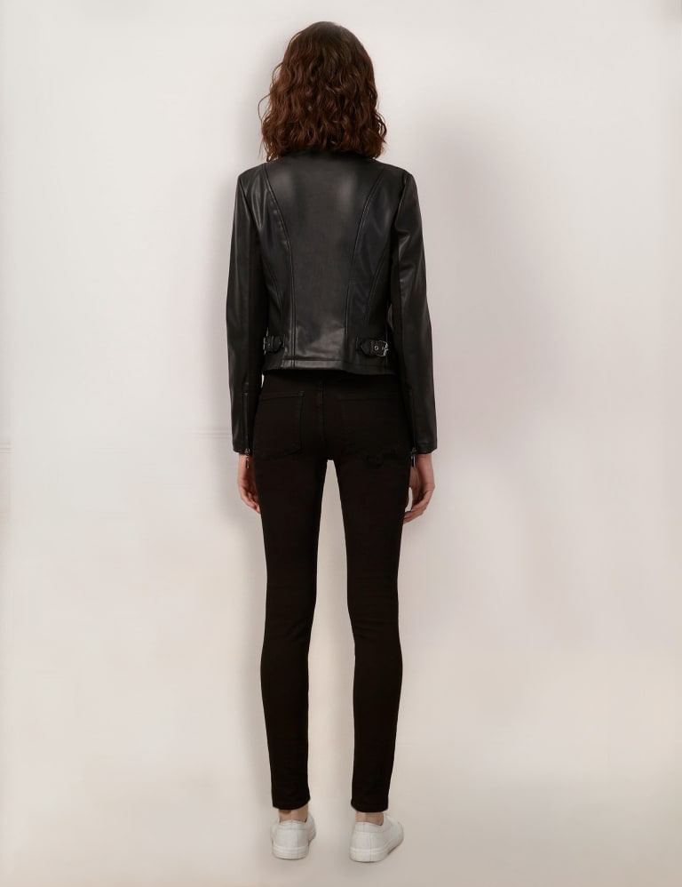 Short faux 2025 leather jacket