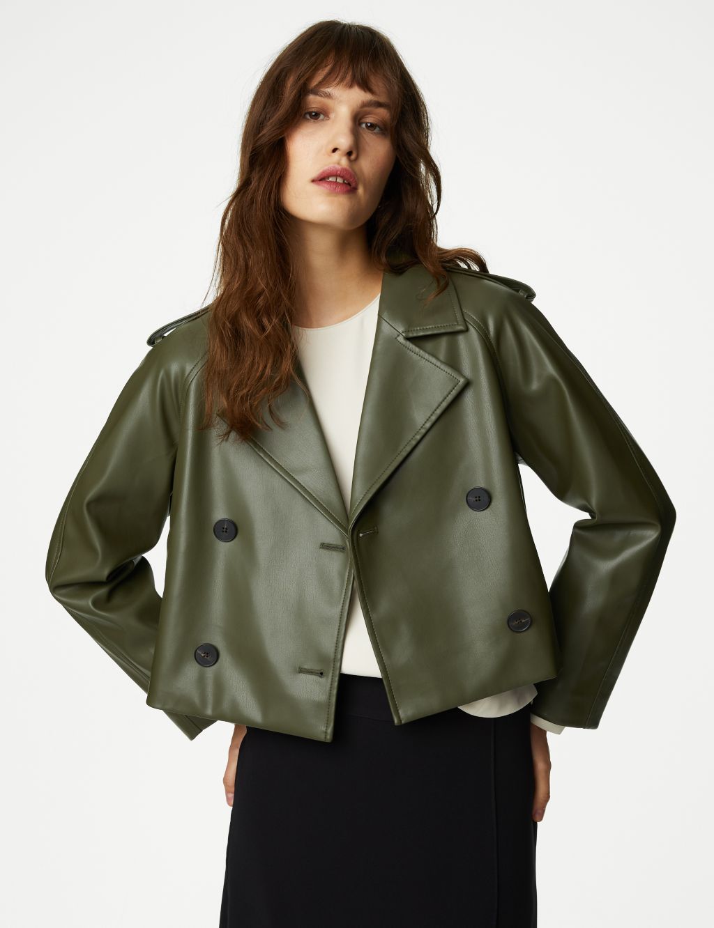 Faux Leather Short Trench Coat | M&S Collection | M&S