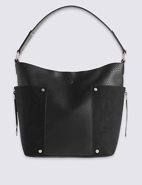 Faux Leather Side Pocket Hobo Bag Image 2 of 6