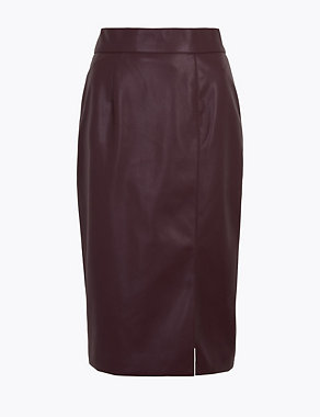 Faux Leather Side Split Pencil Skirt Image 2 of 5