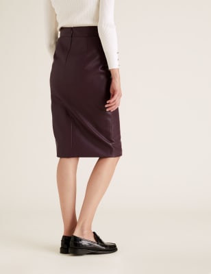 Faux Leather Side Split Pencil Skirt, M&S Collection