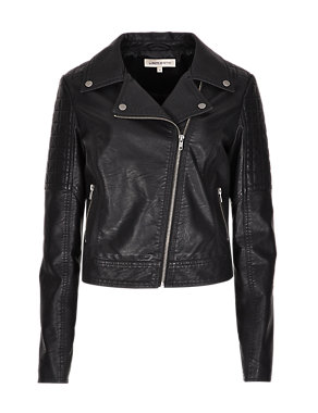 Faux Leather Square Quilted Biker Jacket | Limited Edition | M&S