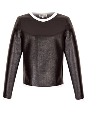 Faux Leather Sweat Top Image 2 of 4