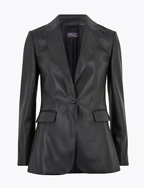 Faux Leather Tailored Blazer Image 2 of 4