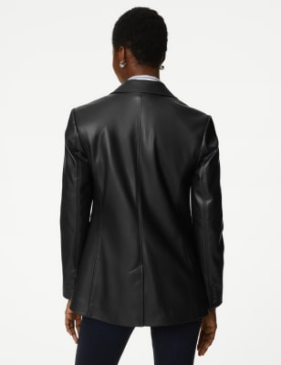 Faux Leather Tailored Single Breasted Blazer, M&S Collection