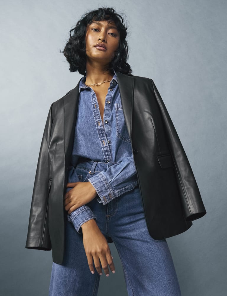 Leather tailored jacket outlet