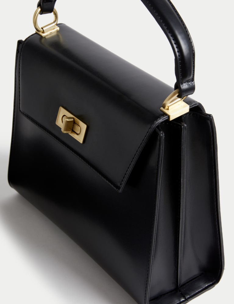 Leather top handle bag discount