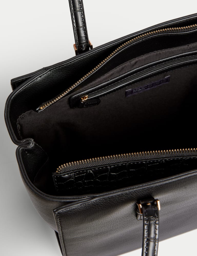 Structured black leather tote store