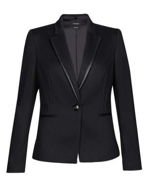 women's blazer with leather trim