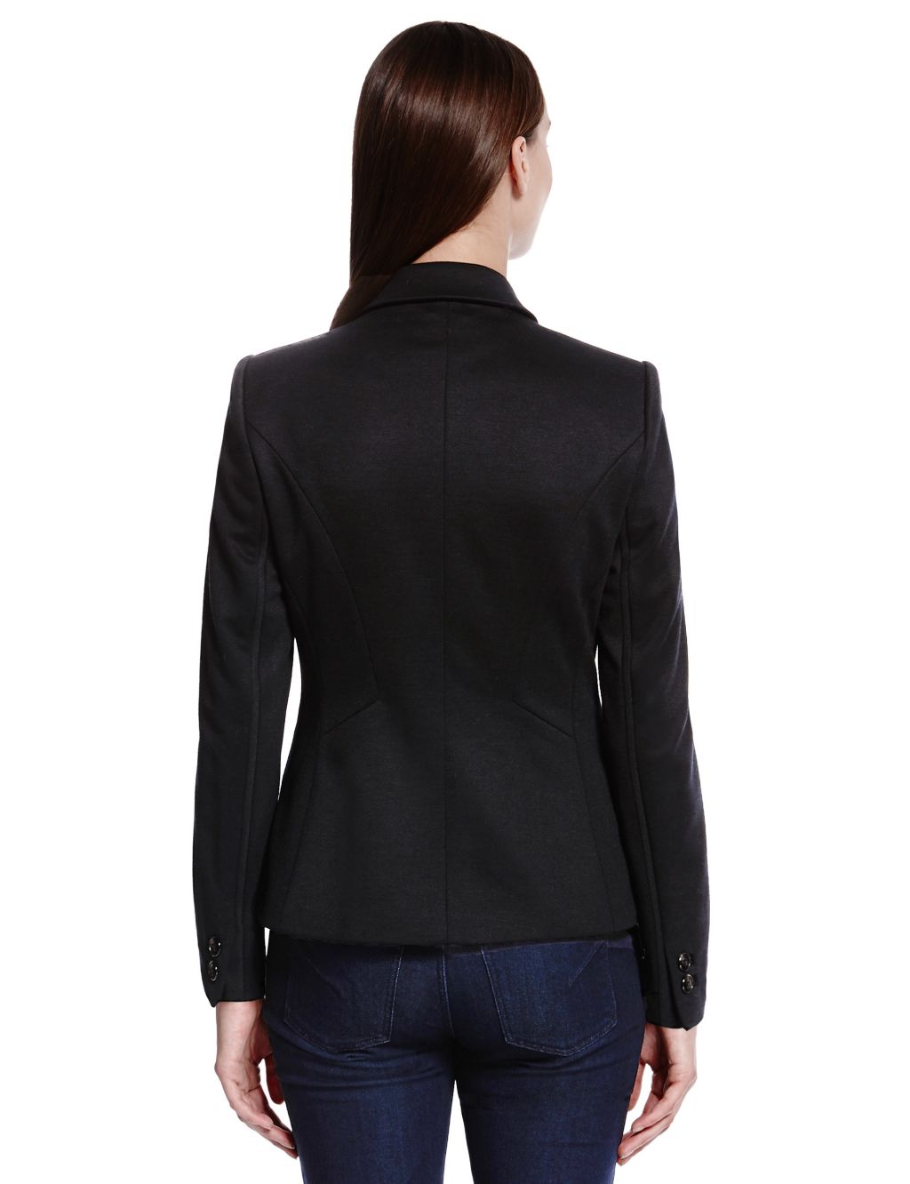 Faux Leather Trim Blazer with Wool 4 of 7