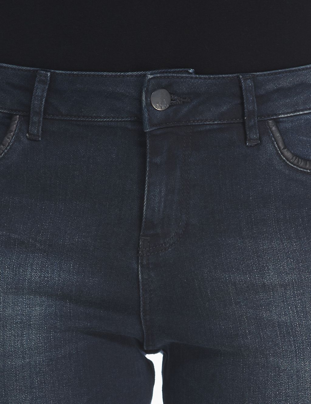 Faux Leather Trim Denim Skinny Jeans 5 of 6