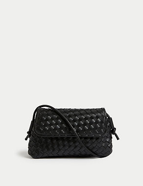 Faux Leather Woven Cross Body Bag Image 2 of 5