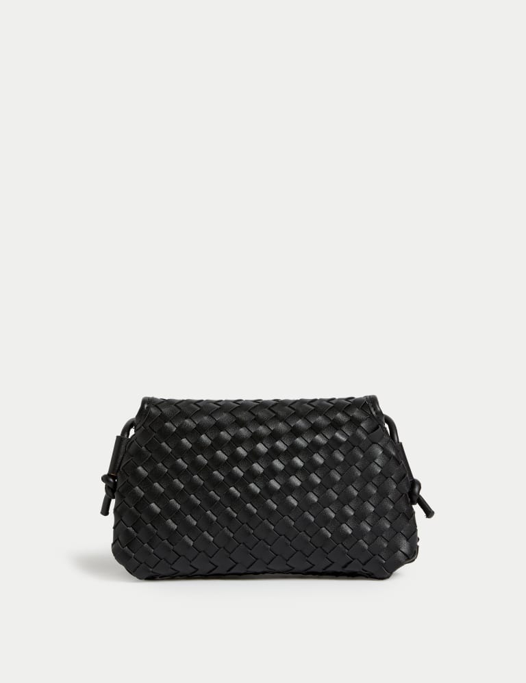 Faux Leather Woven Cross Body Bag