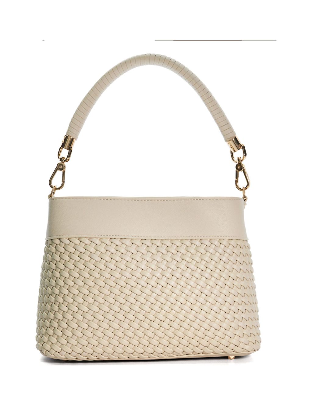 Faux Leather Woven Grab Bag 2 of 4