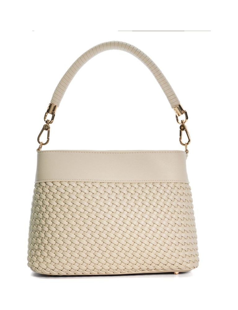 Faux Leather Woven Grab Bag 3 of 4