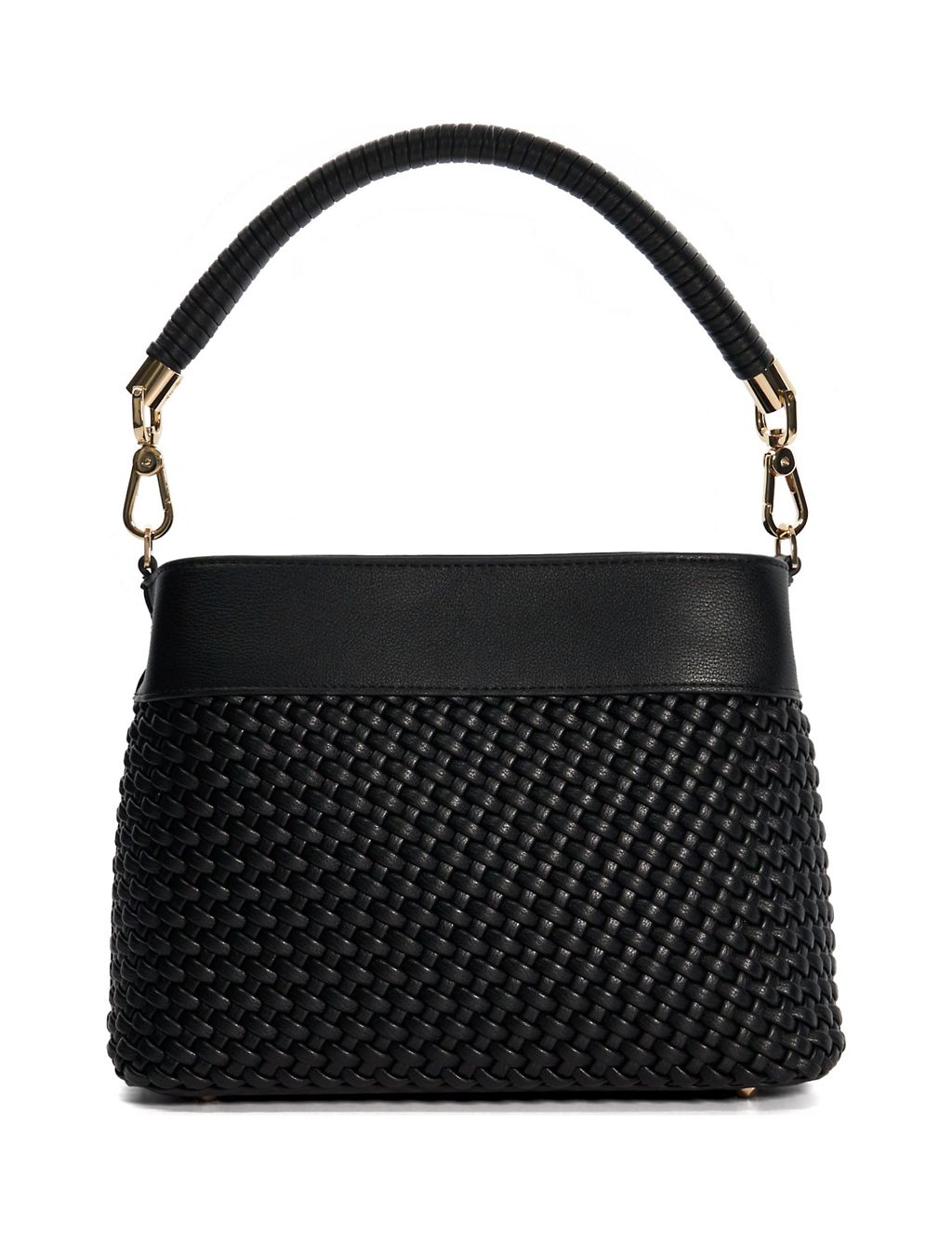 Faux Leather Woven Grab Bag 4 of 5