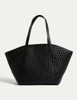 Faux Leather Woven Tote Shopper Image 2 of 6