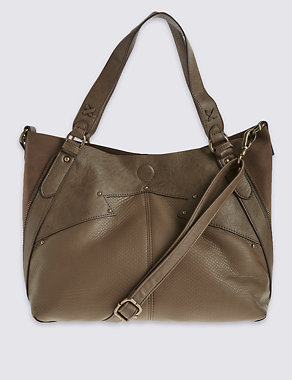 Faux Leather Zip Side Shopper Bag Image 2 of 5