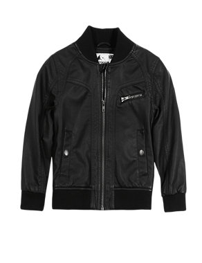 Faux Leather Zip Through Bomber Jacket (1-7 Years) Image 2 of 3