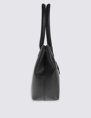 Faux Leather Zipped Tote Bag Image 2 of 5