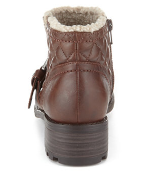 Faux Low Fur Strap Biker Boots with Insolia® Image 2 of 5