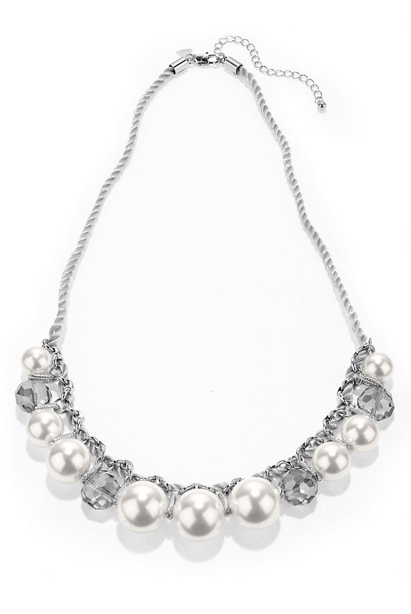 Faux Pearl & Multi-Faceted Rope Necklace Image 1 of 1