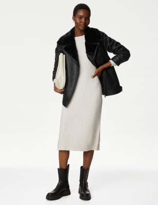 M&s hot sale shearling coat