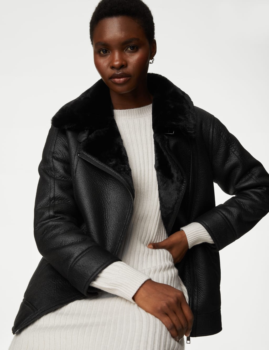 Aviator jacket with hotsell faux shearling
