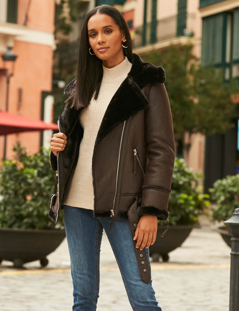 Faux Shearling Aviator Jacket 4 of 5