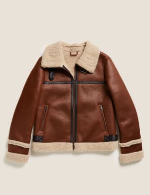 Marks and spencer deals faux shearling coat