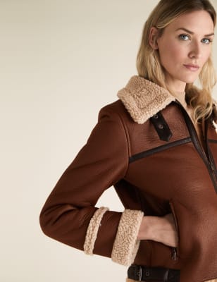 Tan aviator hot sale jacket womens