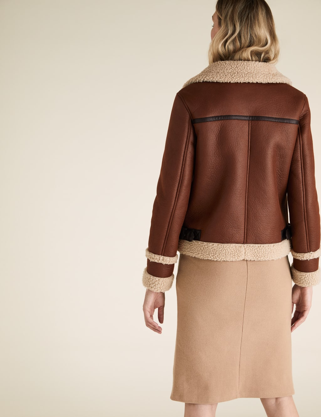 Faux Shearling Lined Aviator Jacket M&S Collection M&S