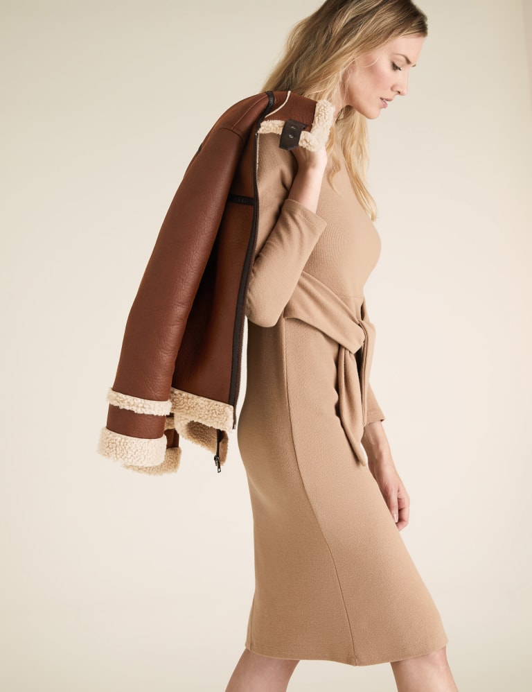 Faux Shearling Lined Aviator Jacket M&S Collection M&S