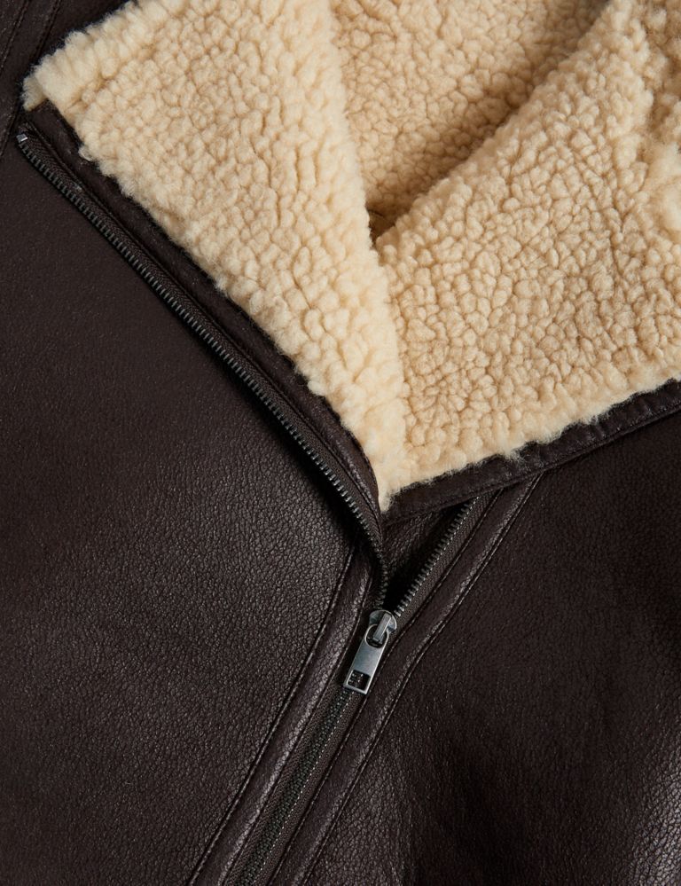 Faux Shearling Borg Lined Aviator Jacket 6 of 6