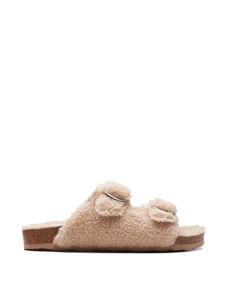 Faux Shearling Buckle Slider Slippers 1 of 7