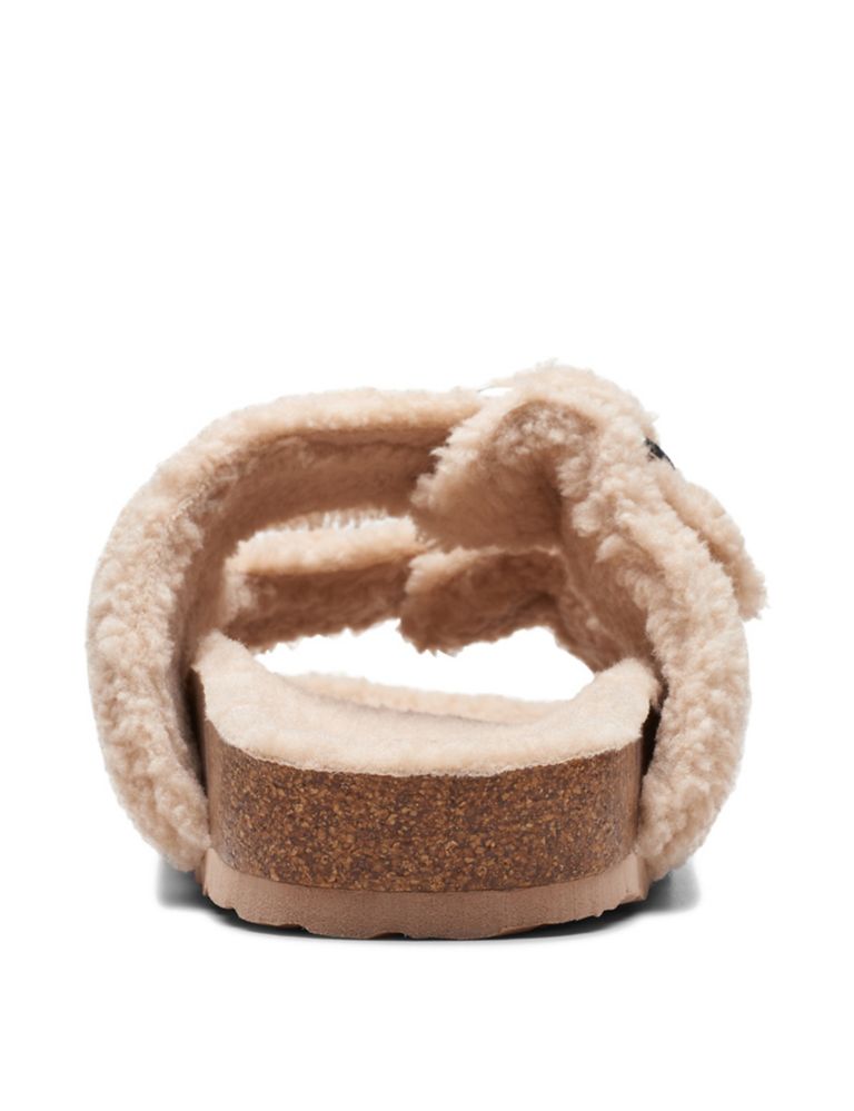 Faux Shearling Buckle Slider Slippers 7 of 7