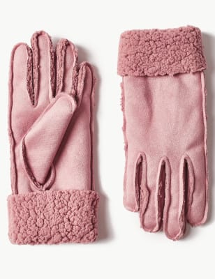 faux sheepskin gloves