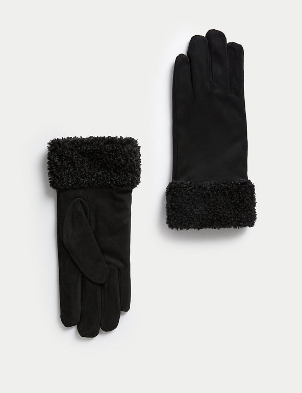 Faux Sheepskin Cuffed Gloves Image 1 of 1