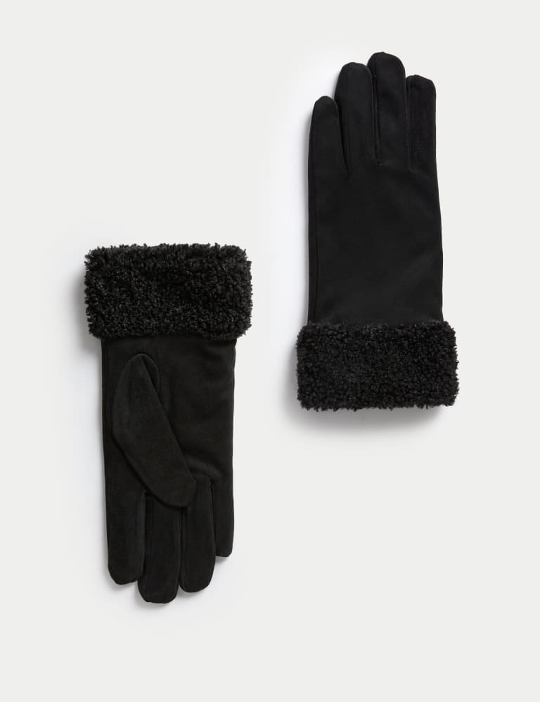 Faux Sheepskin Cuffed Gloves M S Collection M S