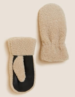 leather sheepskin mittens