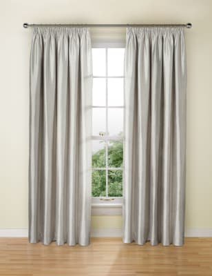 Faux Silk Blackout Pencil Pleat Curtains M S