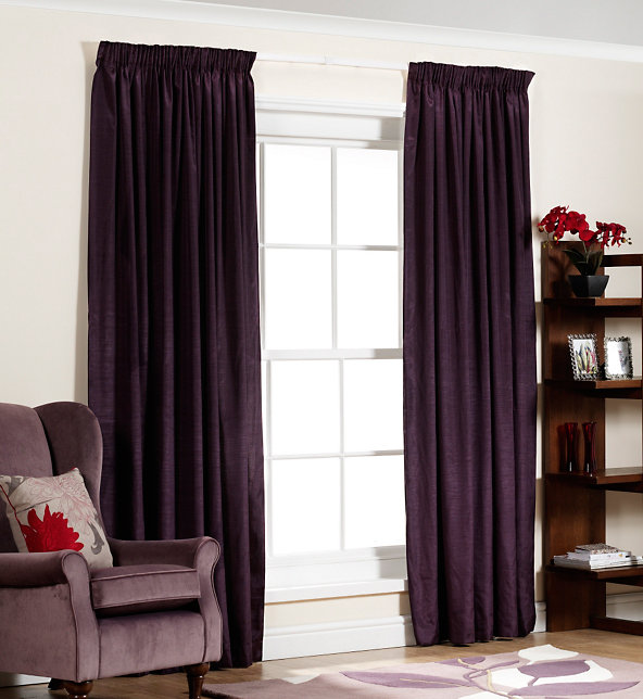 Faux Silk Pencil Pleat Curtains Image 1 of 1