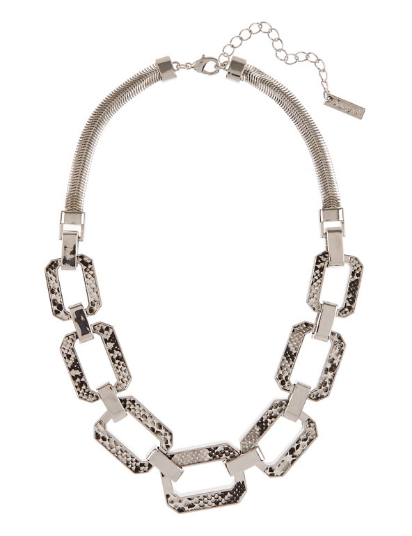 Faux Snakeskin Design Link Chain Collar Necklace Image 1 of 1