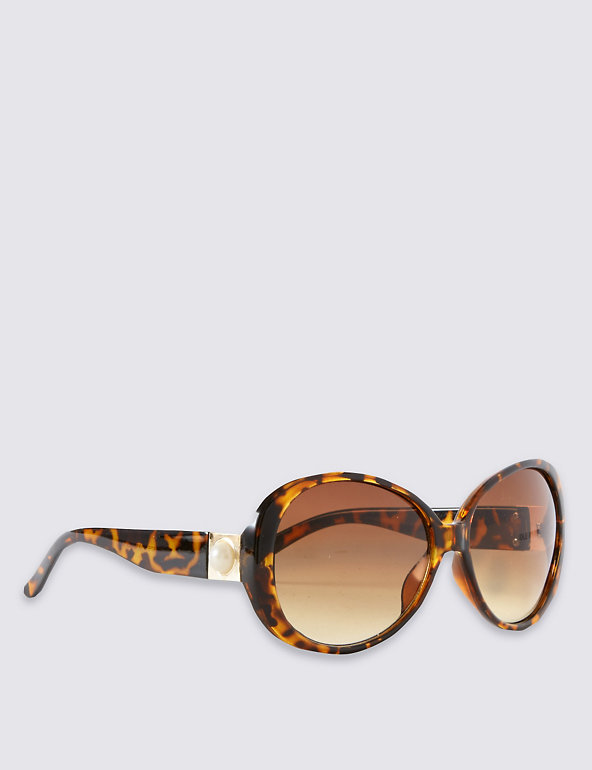 Faux Snakeskin Pearl Oversized Sunglasses Image 1 of 2