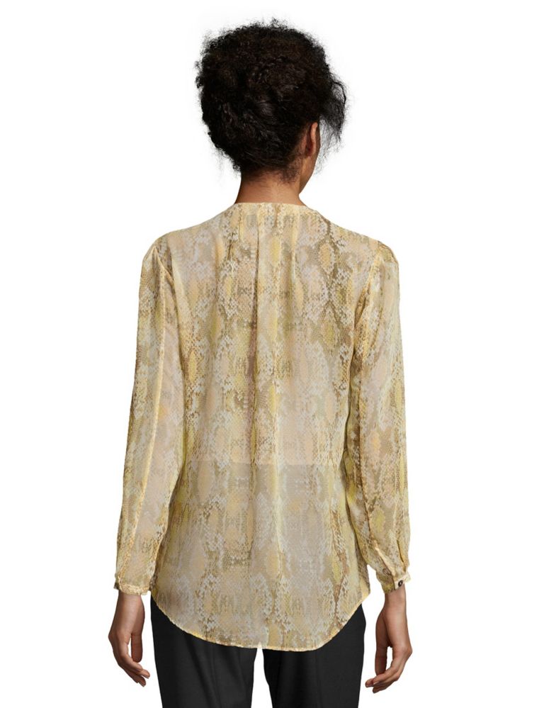 Faux Snakeskin Print Tie Front Blouse 4 of 5