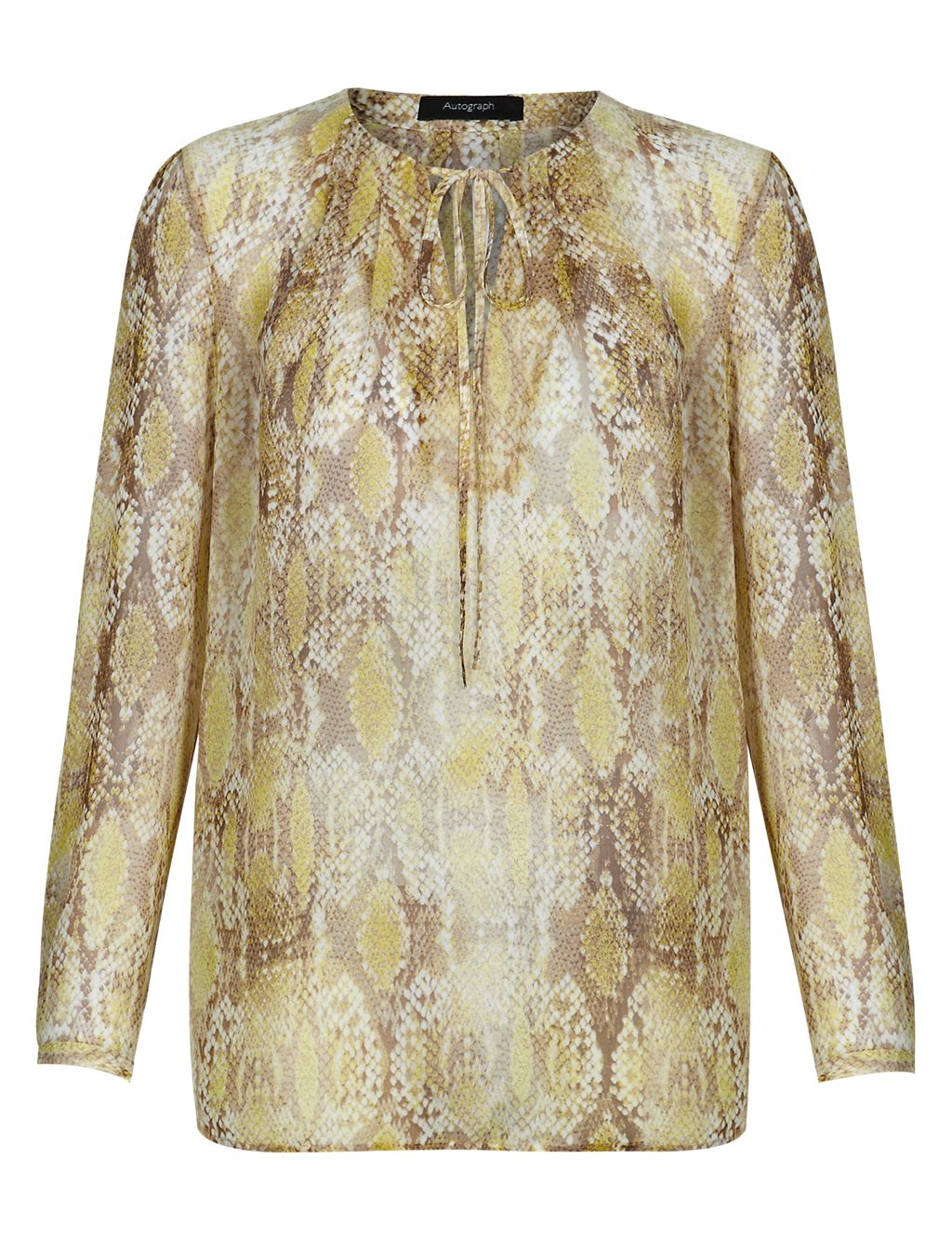 Faux Snakeskin Print Tie Front Blouse 1 of 5