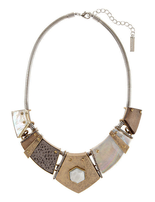 Faux Snakeskin Square Fan Necklace Image 1 of 1