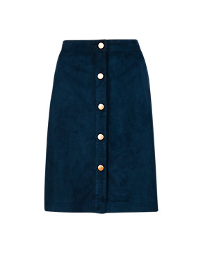Faux Suede A-Line Button Skirt Image 2 of 4
