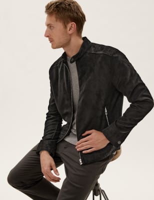 Mens suede biker clearance jacket