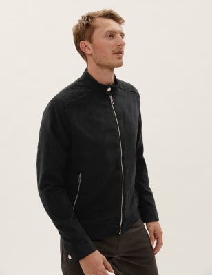 Faux suede biker outlet jacket mens